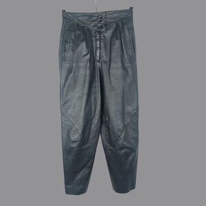 Vintage West Bay Black Leather Pants Small High Waisted